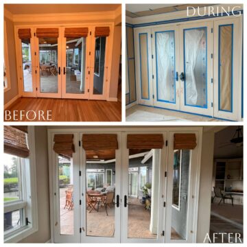 Interior trim transformation on french doors from professional painting