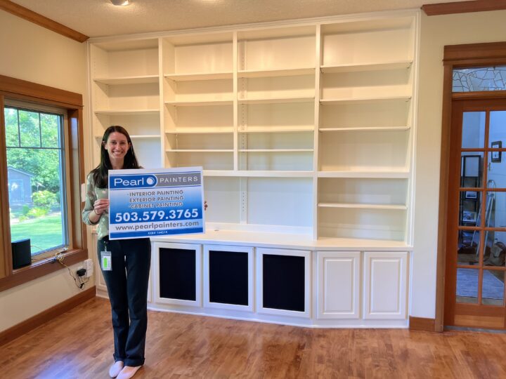 Built-in cabinets repainted in Tigard