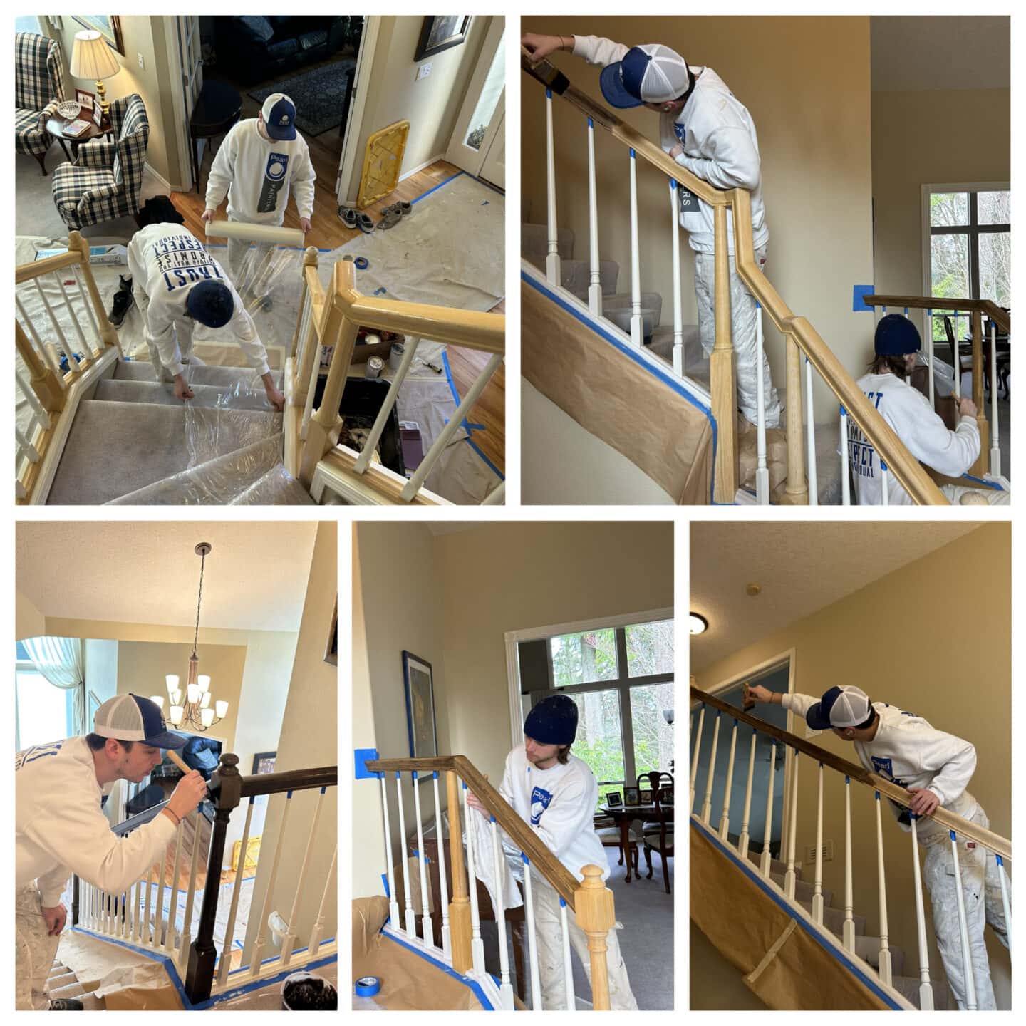 Stunning Stair Rail Wood Staining Project - Pearl Painters