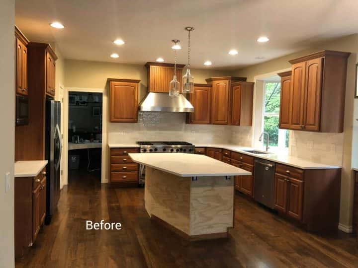 A Portland kitchen brightened up with interior painting before and after renovation.