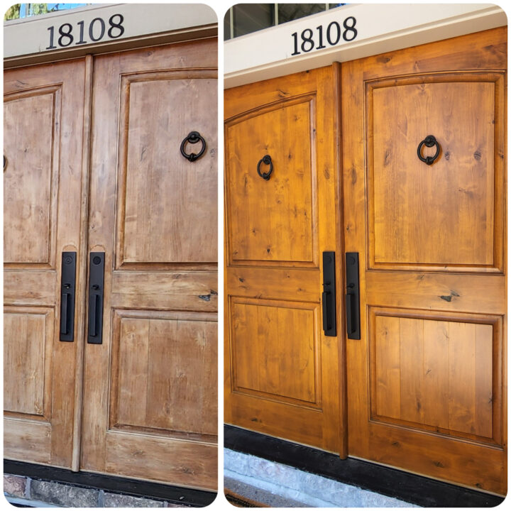 Two numbered doors, suitable for painters to sand or prep before painting; typical work for Pearl Painters in Portland.