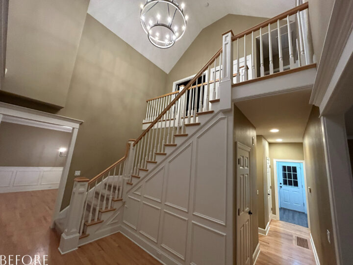 staircase with trim professionally painted by Pearl Painters