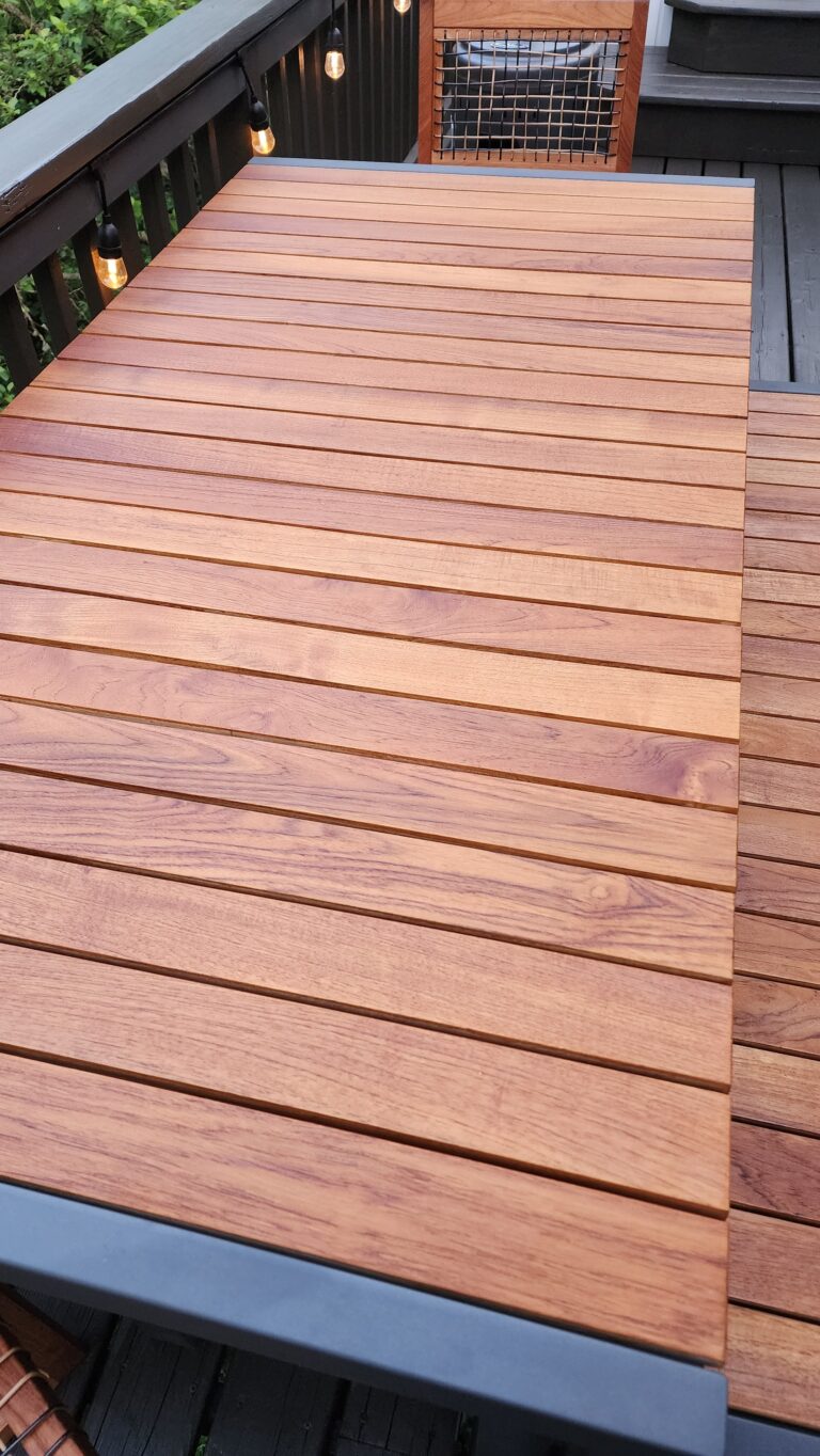 Refinished and stained outdoor patio table