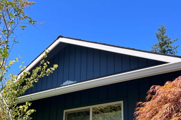 Restoring the beauty of a house with a blue roof and protecting the surrounding area with a tree.