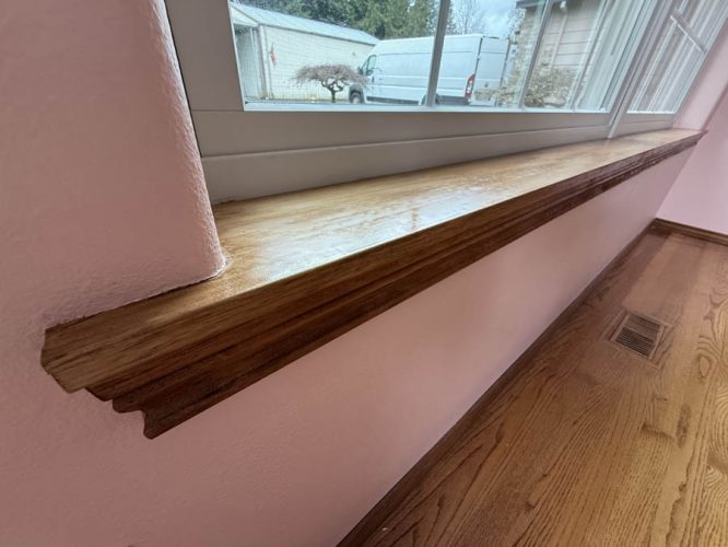 Repair and repainting completed by Pearl Painters in Happy Valley after window replaced.