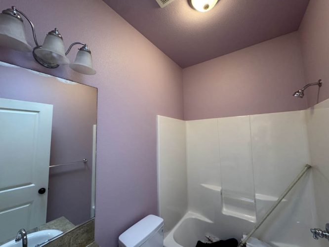 Bathroom painted lightt purple in Portland