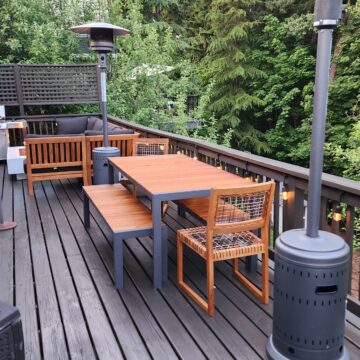 wooden deck and table in Portland refinished and stained