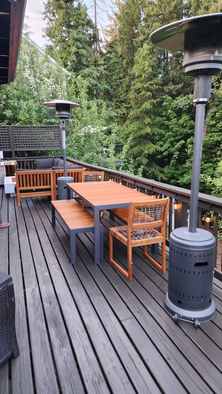 wooden deck and table in Portland refinished and stained