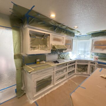 A Tigard kitchen is undergoing a green paint makeover.