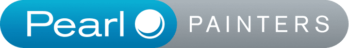 Pearl painter logo with a blue and white background.